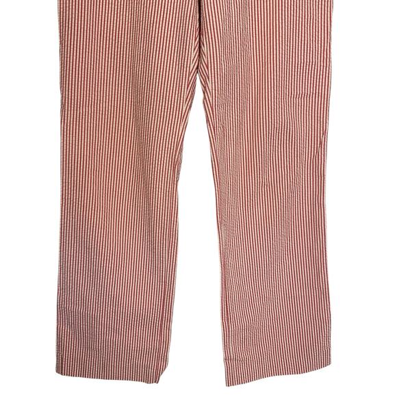 J. Crew Striped Seersucker Pants Red White Straight Leg Stretch 59798 Size 0 - Picture 4 of 10